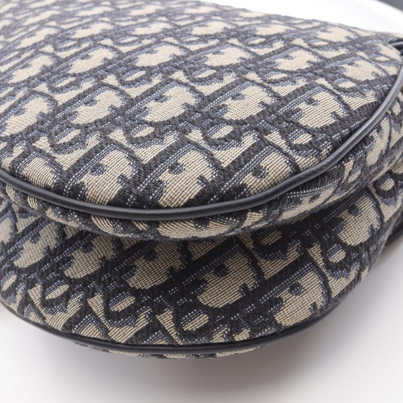 Dior Handbag Saddle Bag Oblique Jacquard Navy Canvas Leather Oblique Saddle Bag
