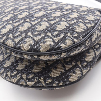 Dior Handbag Saddle Bag Oblique Jacquard Navy Canvas Leather Oblique Saddle Bag