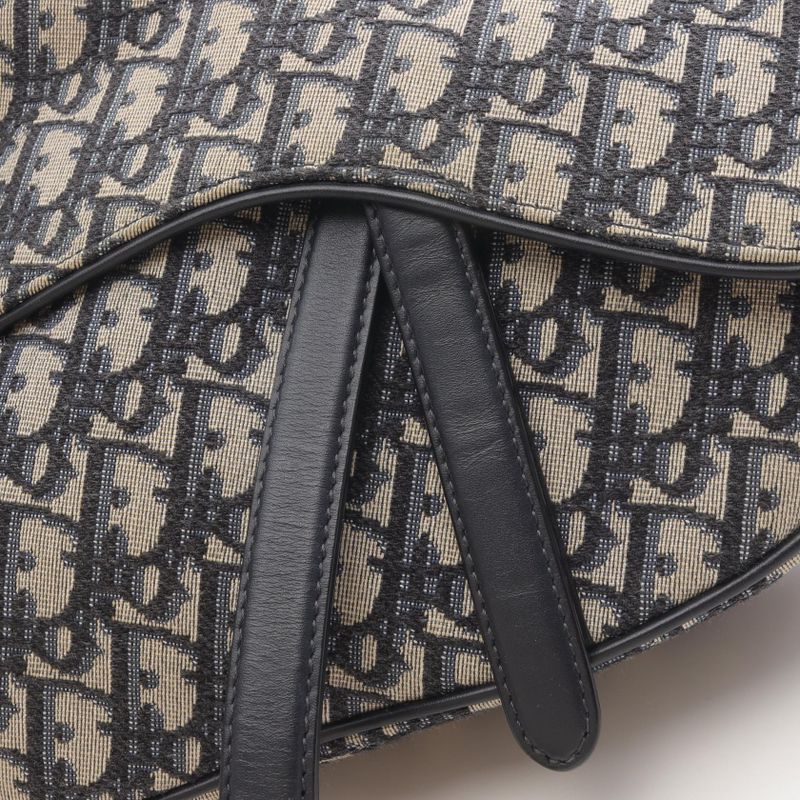 Dior Handbag Saddle Bag Oblique Jacquard Navy Canvas Leather Oblique Saddle Bag