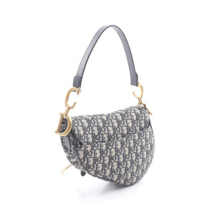 Dior Handbag Saddle Bag Oblique Jacquard Navy Canvas Leather Oblique Saddle Bag