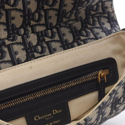 Dior Handbag Saddle Bag Oblique Jacquard Navy Canvas Leather Oblique Saddle Bag