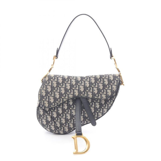 Dior Handbag Saddle Bag Oblique Jacquard Navy Canvas Leather Oblique Saddle Bag