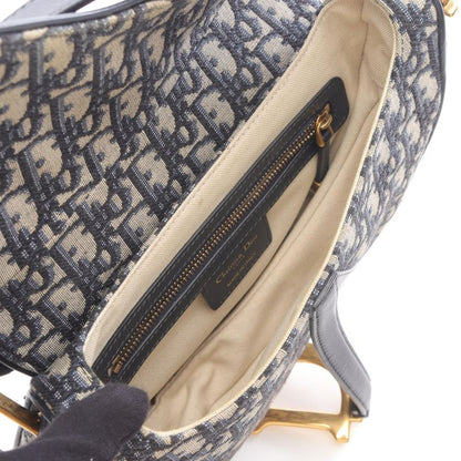 Dior Handbag Saddle Bag Oblique Jacquard Navy Canvas Leather Oblique Saddle Bag