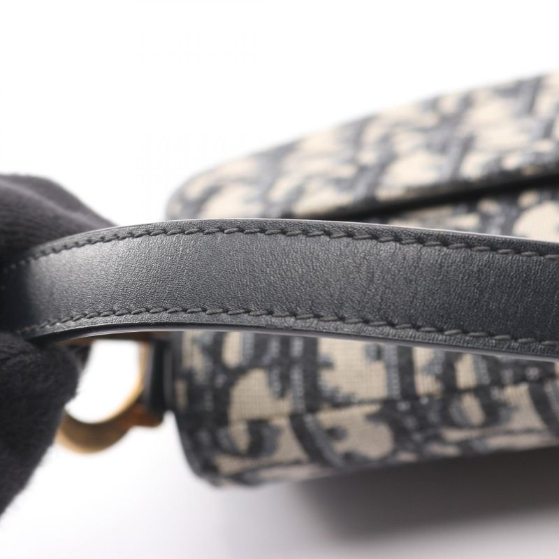 Dior Handbag Saddle Bag Mini Oblique Jacquard Navy Canvas Leather Oblique