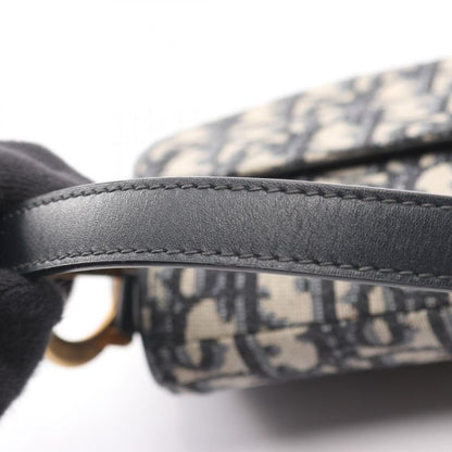 Dior Handbag Saddle Bag Mini Oblique Jacquard Navy Canvas Leather Oblique