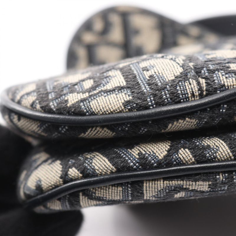 Dior Handbag Saddle Bag Mini Oblique Jacquard Navy Canvas Leather Oblique