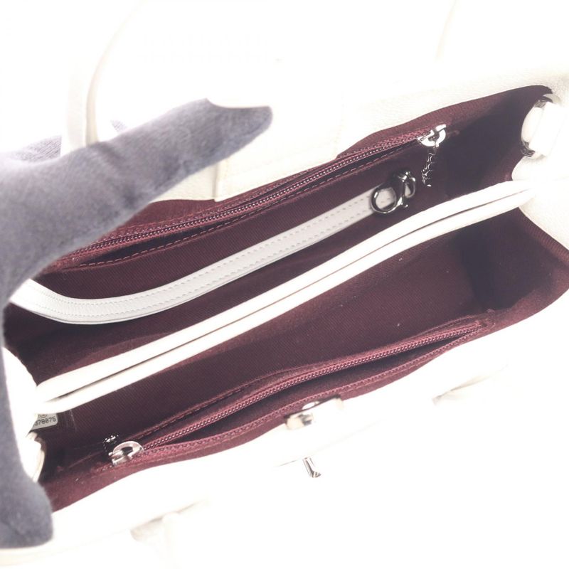 Chanel Handbag Shoulder Bag Neo Executive Tote Small White Leather Calf