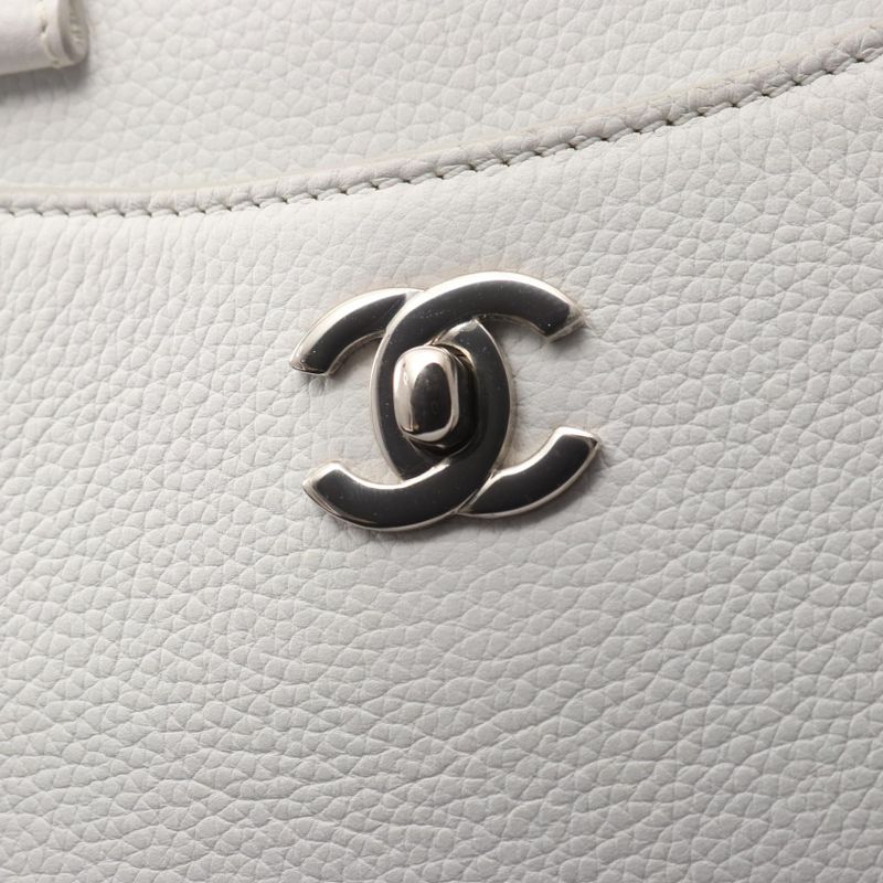 Chanel Handbag Shoulder Bag Neo Executive Tote Small White Leather Calf