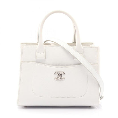 Chanel Handbag Shoulder Bag Neo Executive Tote Small White Leather Calf