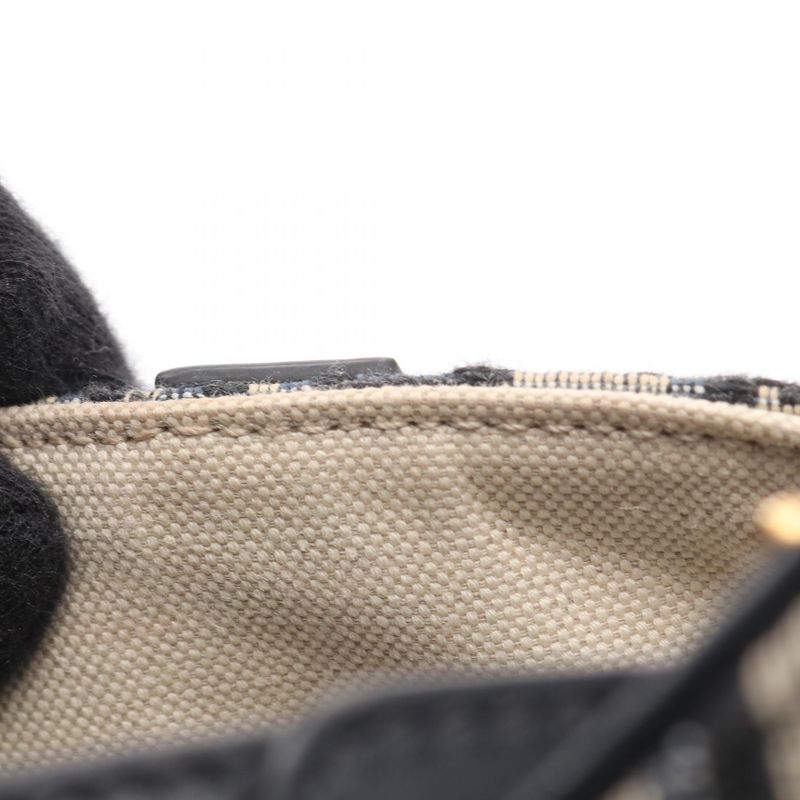 Dior Handbag Saddle Bag Mini Oblique Jacquard Navy Canvas Leather Oblique