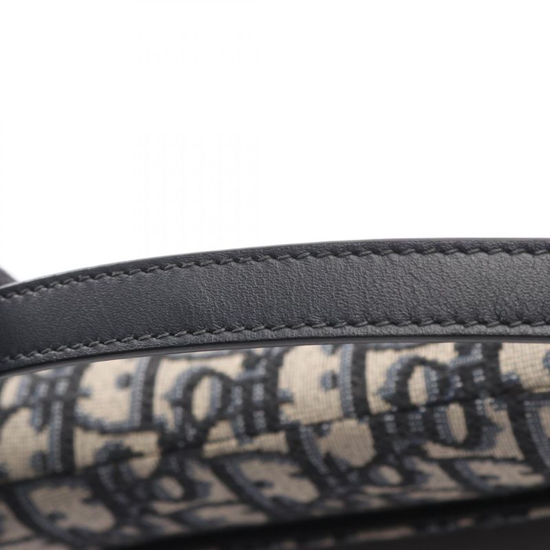 Dior Handbag Saddle Bag Mini Oblique Jacquard Navy Canvas Leather Oblique