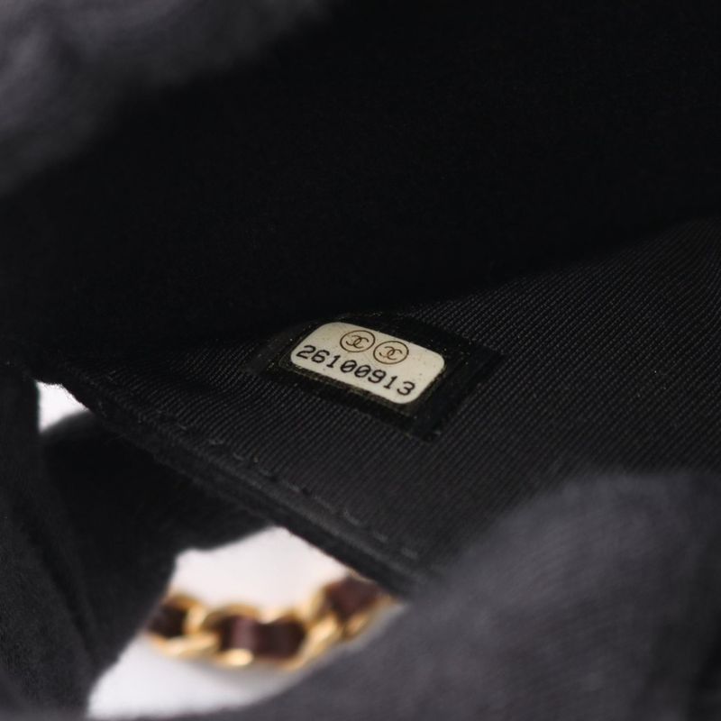 Chanel Shoulder Bag Matelasse Black Wool Matelasse Icon Charm Chain Wallet