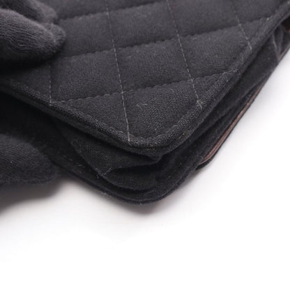Chanel Shoulder Bag Matelasse Black Wool Matelasse Icon Charm Chain Wallet
