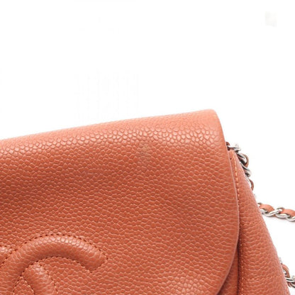 Chanel Shoulder Bag Half Moon Coco Mark A40033 Dark Orange Leather Calf