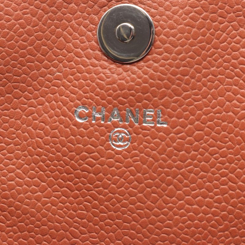 Chanel Shoulder Bag Half Moon Coco Mark A40033 Dark Orange Leather Calf