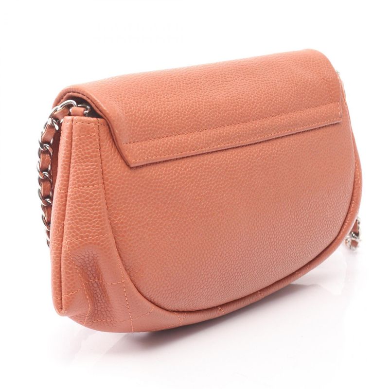 Chanel Shoulder Bag Half Moon Coco Mark A40033 Dark Orange Leather Calf