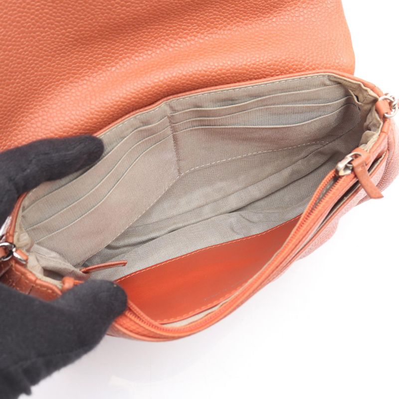 Chanel Shoulder Bag Half Moon Coco Mark A40033 Dark Orange Leather Calf