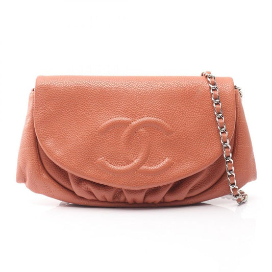 Chanel Shoulder Bag Half Moon Coco Mark A40033 Dark Orange Leather Calf