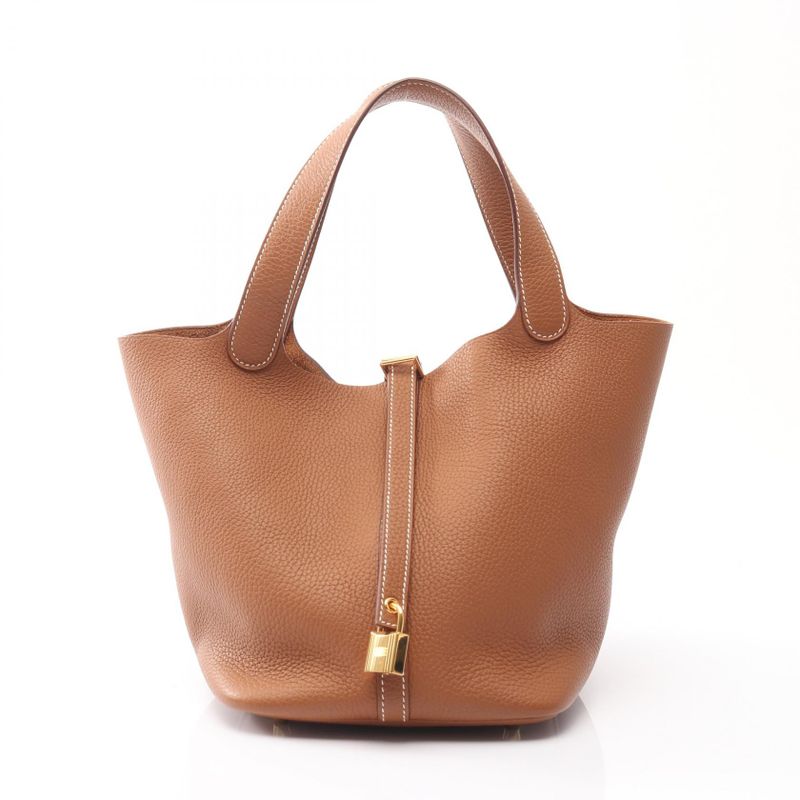 Hermes Handbag Picotan Lock MM Gold Leather Picotan Lock MM Gold Women's Used a