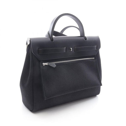 Hermes Handbag Herbag Her Bag Zip PM Letourne Black Leather Canvas Herbag Her