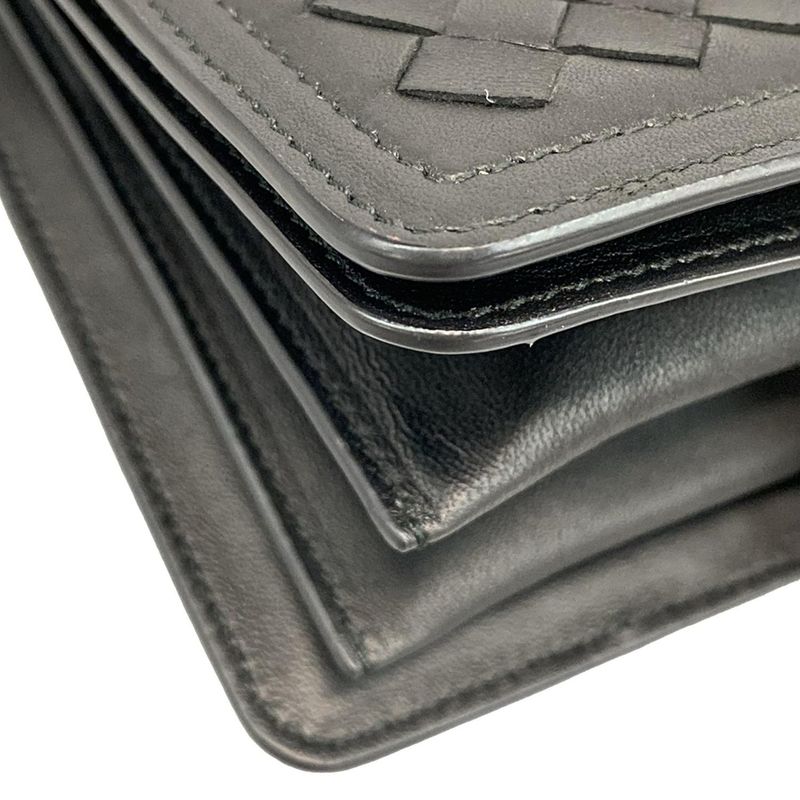 Bottega Veneta Shoulder Bag Intrecciato Black Chain Shoulder Leather