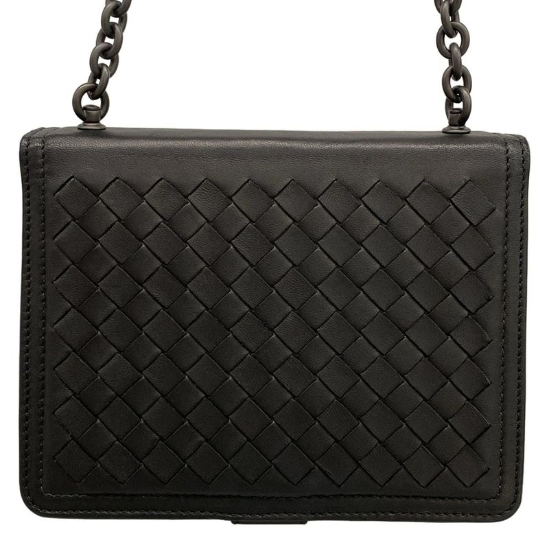 Bottega Veneta Shoulder Bag Intrecciato Black Chain Shoulder Leather