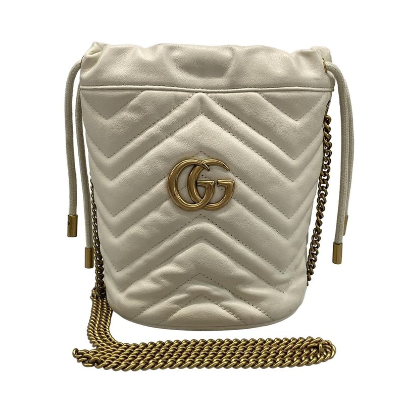 Gucci Shoulder Bag Ggmarmont Mini Bucket Bag 575163 Ivory Chain Shoulder Leather