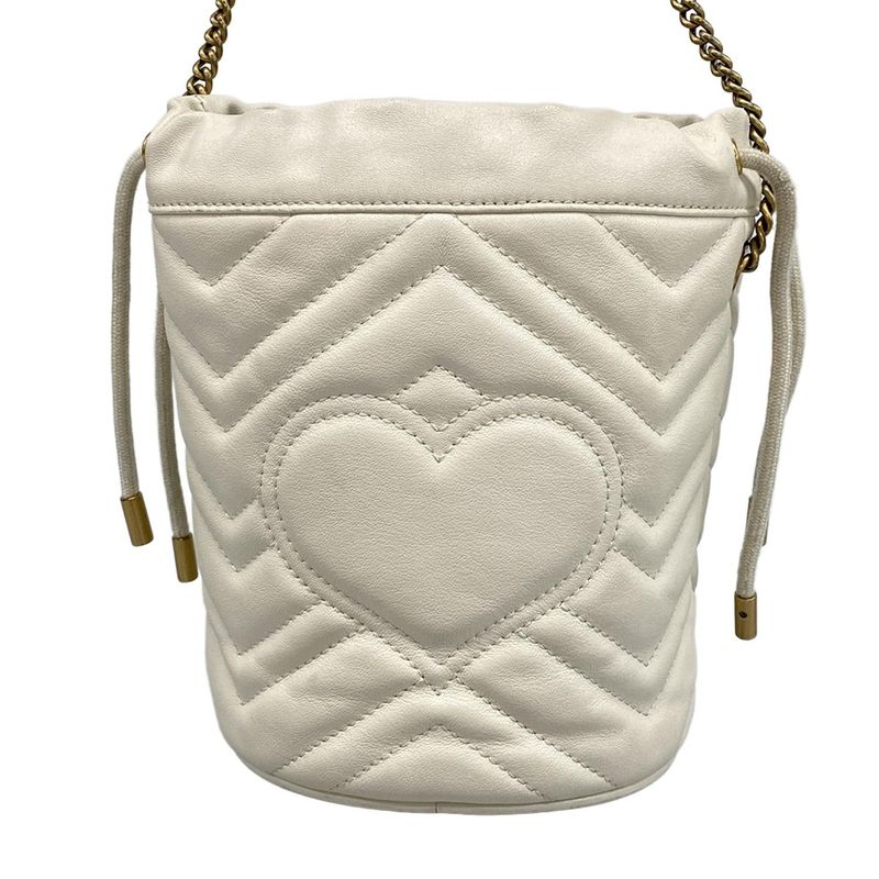 Gucci Shoulder Bag Ggmarmont Mini Bucket Bag 575163 Ivory Chain Shoulder Leather