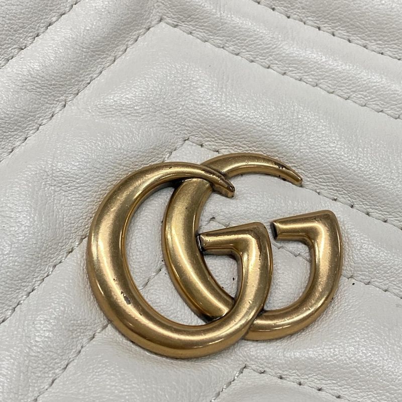 Gucci Shoulder Bag Ggmarmont Mini Bucket Bag 575163 Ivory Chain Shoulder Leather