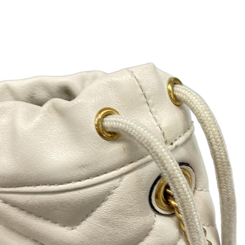 Gucci Shoulder Bag Ggmarmont Mini Bucket Bag 575163 Ivory Chain Shoulder Leather