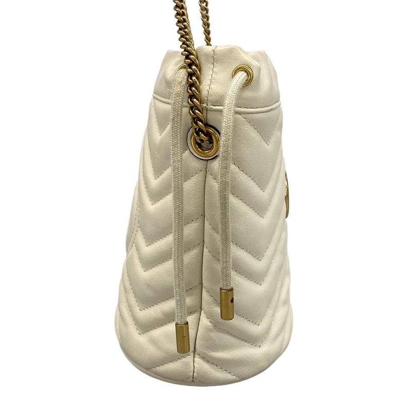 Gucci Shoulder Bag Ggmarmont Mini Bucket Bag 575163 Ivory Chain Shoulder Leather