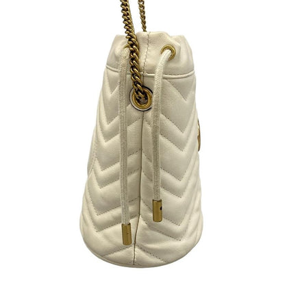 Gucci Shoulder Bag Ggmarmont Mini Bucket Bag 575163 Ivory Chain Shoulder Leather