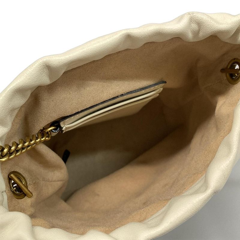 Gucci Shoulder Bag Ggmarmont Mini Bucket Bag 575163 Ivory Chain Shoulder Leather