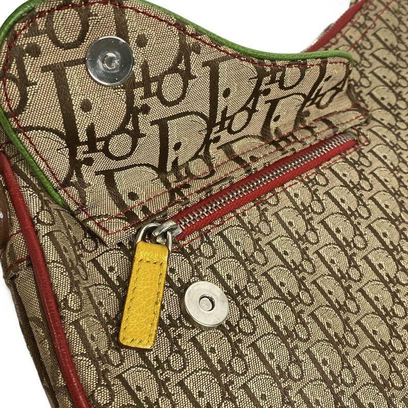 Dior Christian Dior Shoulder Bag Double Saddle Bag Rasta Beige X Red X Yellow