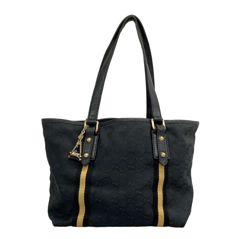 Gucci Tote Bag Jolicoeur GG Pattern 137396 Black X Yellow Leather