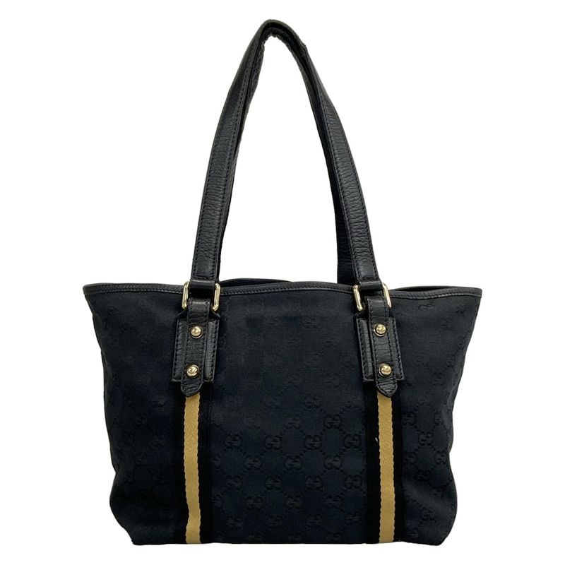 Gucci Tote Bag Jolicoeur GG Pattern 137396 Black X Yellow Leather