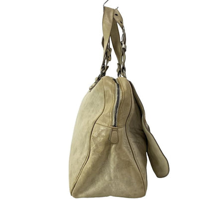 Dior Christian Dior Handbag Gaucho Ivory X Brown Leather