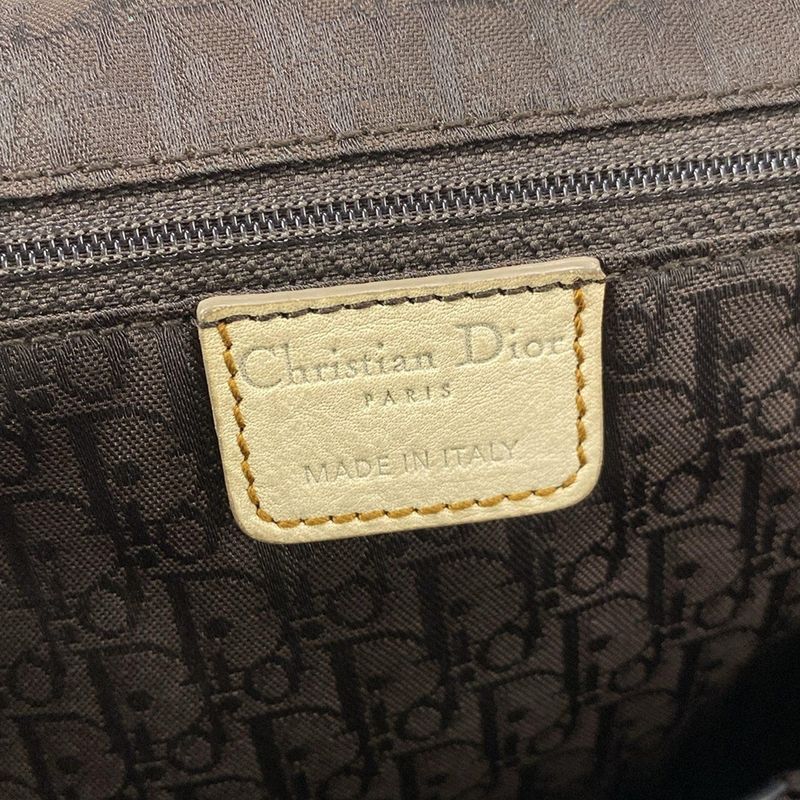 Dior Christian Dior Handbag Gaucho Ivory X Brown Leather