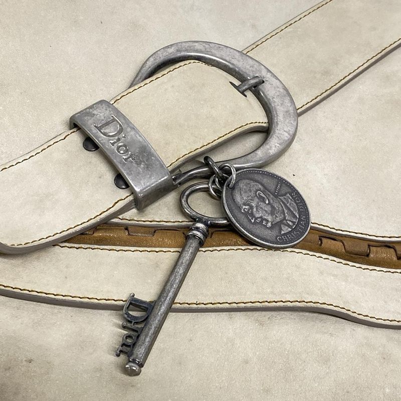 Dior Christian Dior Handbag Gaucho Ivory X Brown Leather