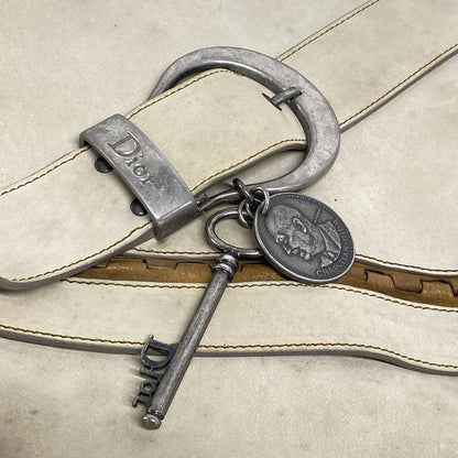 Dior Christian Dior Handbag Gaucho Ivory X Brown Leather