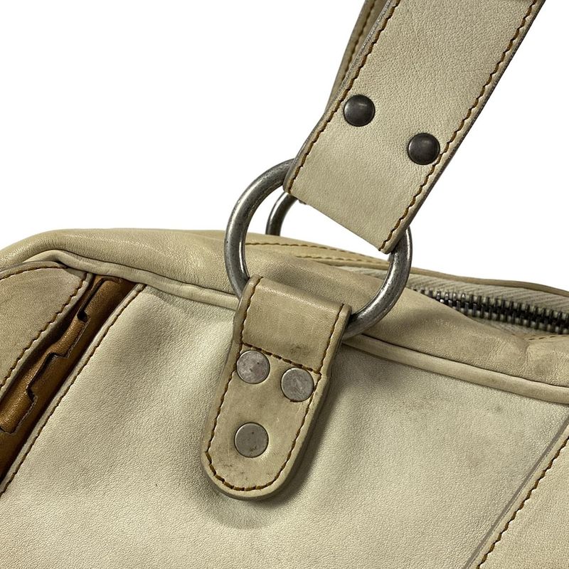 Dior Christian Dior Handbag Gaucho Ivory X Brown Leather