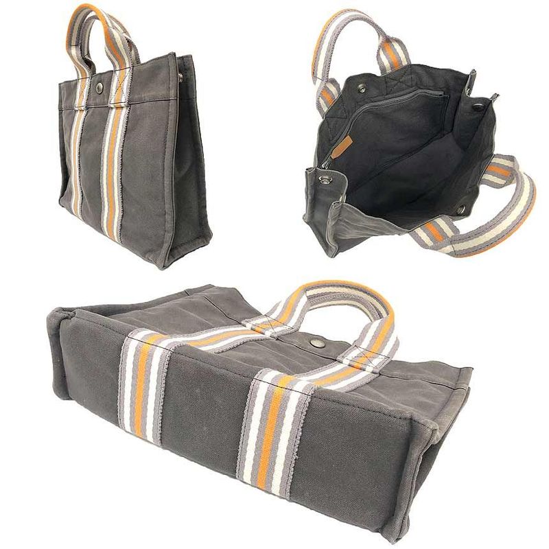 Hermes Fourre Tout PM Ginza Limited Canvas Tote Bag Gray Men's Women's Unisex