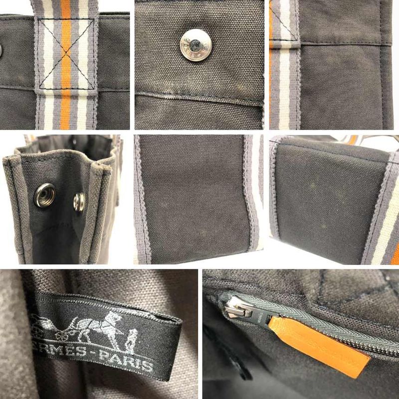 Hermes Fourre Tout PM Ginza Limited Canvas Tote Bag Gray Men's Women's Unisex