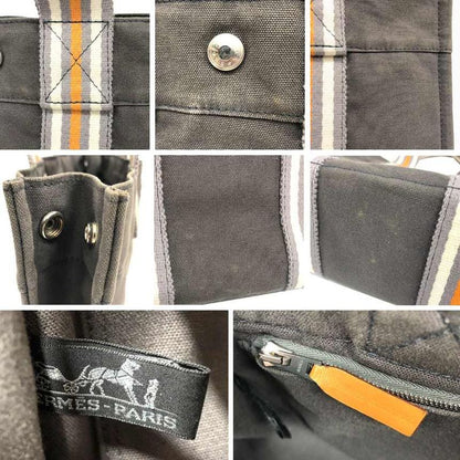 Hermes Fourre Tout PM Ginza Limited Canvas Tote Bag Gray Men's Women's Unisex
