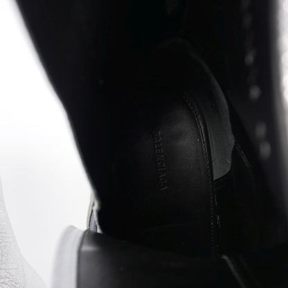 Balenciaga Side Zip Leather Short Boots Chunky Heel 37 Silver