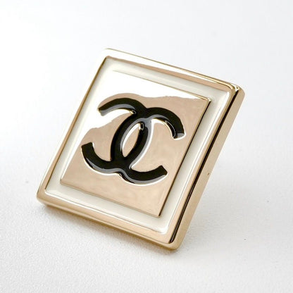 Chanel Earrings Earring Gold Black White Coco Mark Square