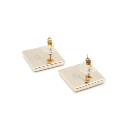 Chanel Earrings Earring Gold Black White Coco Mark Square