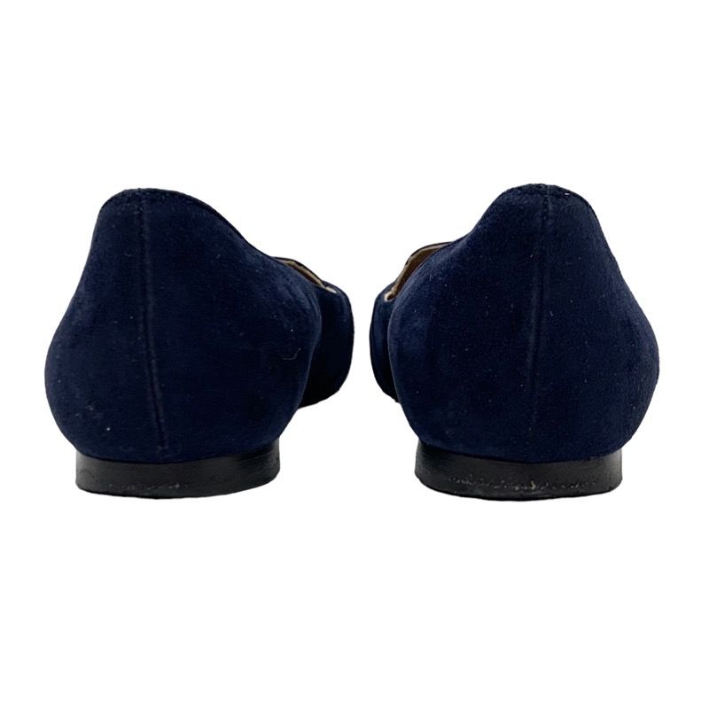 Hermes Pegase Flat Shoes Suede Navy Silver Kelly Hardware Loafers