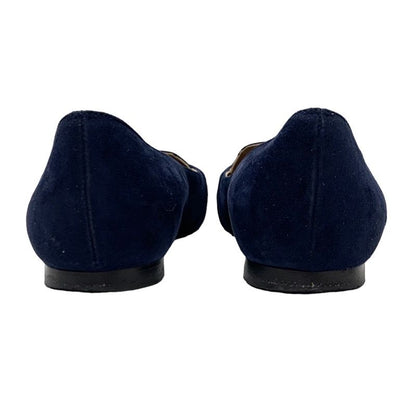 Hermes Pegase Flat Shoes Suede Navy Silver Kelly Hardware Loafers