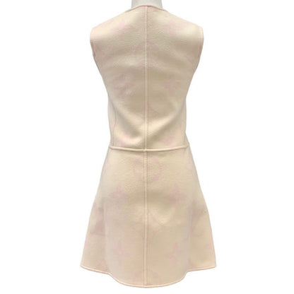 Louis Vuitton Dress Beige Gold Giant Monogram Sleeveless Front Zip